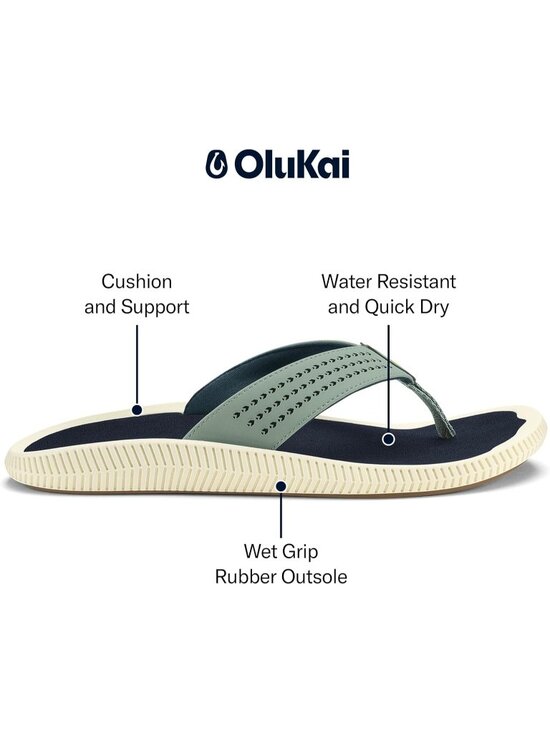 Men Sea Green Beach Sandals Water Resistant Flip Flops Arch Support&Comfort Fit main image 6